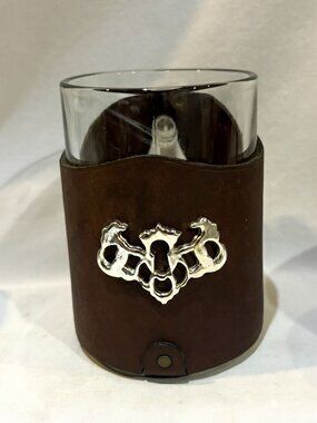 Bosca Full Grain Hide Leather Tankard Holder and Glass Tankard